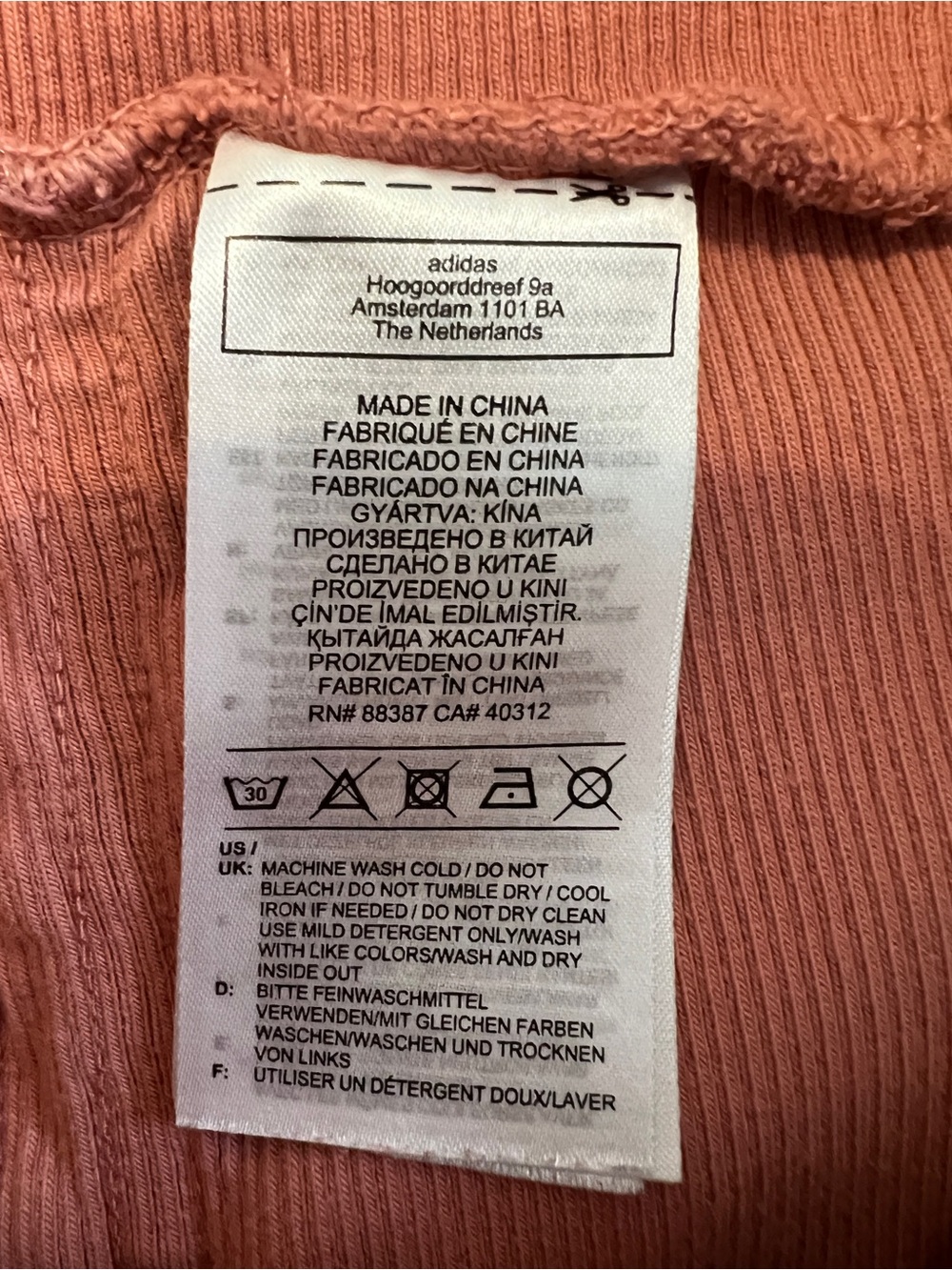Adidas High Waist 3-Stripe Sporty Athletic Ribbed Bike Shorts in Dusty Rose- S - Picture 7 of 9